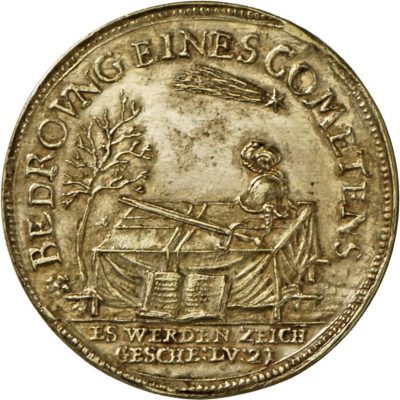 Runde Medaille auf den Kometen von 1618/19.
