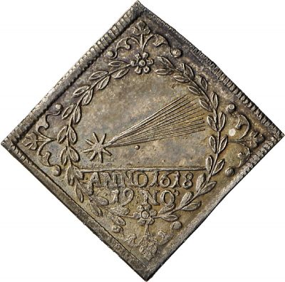 Viereckige Medaille auf den Kometen von 1618/19.