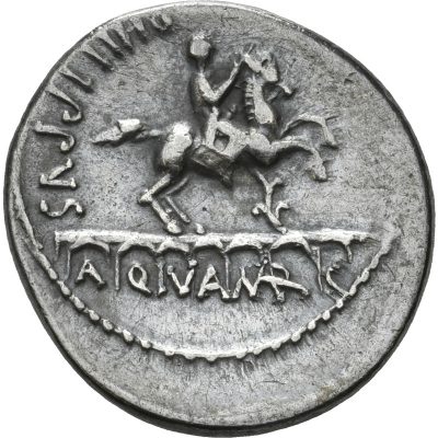 Eine Münze mit einer Reiterstatue