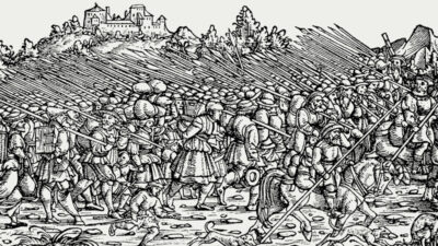 Stich: Bewaffnete Bauern um 1525