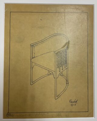 Zeichnung: Skizzenhafte Entwurfszeichnung eines Stuhls